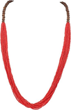 Bocar Long Multi Strand Handmade Beaded Statement Necklace with Gift Box, White, 40 inches, Women