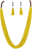 Bocar Long Multi Strand Handmade Beaded Statement Necklace with Gift Box, White, 40 inches, Women
