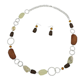 Bocar Fashion Long Chunky Crystal Beads Necklace and Earrings Set for Women Gift（NK_10076）