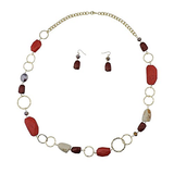 Bocar Fashion Long Chunky Crystal Beads Necklace and Earrings Set for Women Gift（NK_10076）