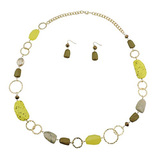 Bocar Fashion Long Chunky Crystal Beads Necklace and Earrings Set for Women Gift（NK_10076）