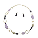 Bocar Fashion Long Chunky Crystal Beads Necklace and Earrings Set for Women Gift（NK_10076）