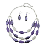 Bocar Bohemian Triple Strand Layered Beaded Statement Necklace and Earring Set for Women, Fashion Jewelry with Acrylic and Glass Beads(NK-10077)