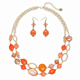 BOCAR Women's Beaded 2 Layer Strand Statement Necklace with Earrings Collar Jewelry Set (N0003)