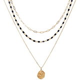 Bocar 3 Layered Choker Necklaces with Rose Pendant Gold Plated Paperclip Chain 3 Strand Costume Jewelry for Women Gift（NK_10687）