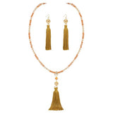 Bocar Long Beaded Strand Necklace with Tassel for Women Fashion Jewelry White, 33 inches(BN_0023)