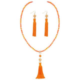Bocar Long Beaded Strand Necklace with Tassel for Women Fashion Jewelry White, 33 inches(BN_0023)