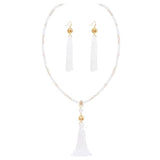Bocar Long Beaded Strand Necklace with Tassel for Women Fashion Jewelry White, 33 inches(BN_0023)