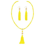 Bocar Long Beaded Strand Necklace with Tassel for Women Fashion Jewelry White, 33 inches(BN_0023)