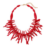 Free-Spirited Acrylic Coral & Bead Necklace - Adjustable Bohemian Vacation Jewelry for Women