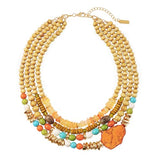 Boho Beaded Turquoise Necklaces for Women Statement Charm Necklace Vintage Handmade Bohemian Necklace Fashion Gifts(BN-0089)
