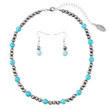 Bocar Beads Collar Necklace Set Turquoise Jewelry for Women Gift