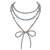 Bocar 3 pcs Beads Collar Necklace Set Turquoise Jewelry for Women Gift