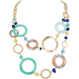 Bocar Layered Collar Necklace Statement Circle 2 Strand Chain Jewelry Necklaces Trendy for Women Gift