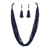 Bocar Long Multi Strand Handmade Beaded Statement Necklace with Gift Box, White, 40 inches, Women