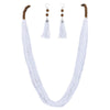 Bocar Long Multi Strand Handmade Beaded Statement Necklace with Gift Box, White, 40 inches, Women