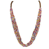 Bocar Long Multi Strand Handmade Beaded Statement Necklace with Gift Box, White, 40 inches, Women