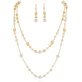 Bocar Layered Beaded Necklace and Earrings Set,2 Strand Long Necklace with Crystal Beads, Fashion Jewelry Set for Women Daily Party Wear（NK-10825）