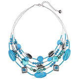BOCAR Multi Layer Beaded Illusion Wire Collar Statement Necklace for Women(N0016)