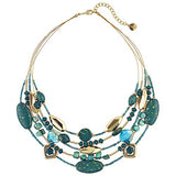 BOCAR Multi Layer Beaded Illusion Wire Collar Statement Necklace for Women(N0016)