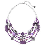 BOCAR Multi Layer Beaded Illusion Wire Collar Statement Necklace for Women(N0016)