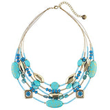 BOCAR Multi Layer Beaded Illusion Wire Collar Statement Necklace for Women(N0016)