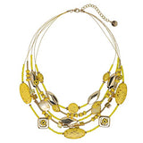 BOCAR Multi Layer Beaded Illusion Wire Collar Statement Necklace for Women(N0016)
