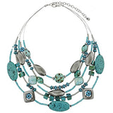 BOCAR Multi Layer Beaded Illusion Wire Collar Statement Necklace for Women(N0016)