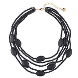 Bocar Multi Color 5 Layers Wood Beads Strand Statement Necklace for Women Chunky Collar (N0019)