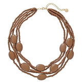 Bocar Multi Color 5 Layers Wood Beads Strand Statement Necklace for Women Chunky Collar (N0019)
