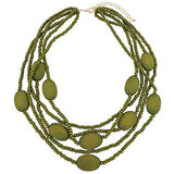 Bocar Multi Color 5 Layers Wood Beads Strand Statement Necklace for Women Chunky Collar (N0019)