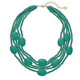 Bocar Multi Color 5 Layers Wood Beads Strand Statement Necklace for Women Chunky Collar (N0019)