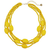 Bocar Multi Color 5 Layers Wood Beads Strand Statement Necklace for Women Chunky Collar (N0019)