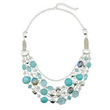 Bocar Newest Multi Layer Chain Crystal Colored Glaze Statement Women Strand Necklace(NK_10061)