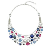 Bocar Newest Multi Layer Chain Crystal Colored Glaze Statement Women Strand Necklace(NK_10061)
