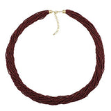 Bocar Long Multiple Strand Handmade Beaded Statement 33" Necklace for Women (NK_10235)