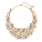 Bocar Fashion Crystal Chunky Collar Statement Jewelry Set, with Earrings, for Women, Green, 19 inches (NK-10260)