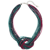 Bocar Multi Layer Seed Beads Chunky Bib Statement Cluster Collar Necklace for Women Gift, 19inch (NK_10316)
