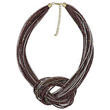 Bocar Multi Layer Seed Beads Chunky Bib Statement Cluster Collar Necklace for Women Gift, 19inch (NK_10316)