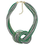 Bocar Multi Layer Seed Beads Chunky Bib Statement Cluster Collar Necklace for Women Gift, 19inch (NK_10316)