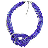 Bocar Multi Layer Seed Beads Chunky Bib Statement Cluster Collar Necklace for Women Gift, 19inch (NK_10316)