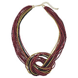 Bocar Multi Layer Seed Beads Chunky Bib Statement Cluster Collar Necklace for Women Gift, 19inch (NK_10316)