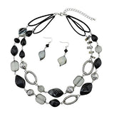 Bocar 2 Strand Statement Choker Shell Necklace and Earring Set for Women Gift(NK_10370)