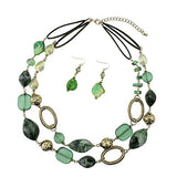 Bocar 2 Strand Statement Choker Shell Necklace and Earring Set for Women Gift(NK_10370)