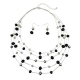 Bocar Fashion 3 Layer Handmade Beads Necklace Earring Set Long Illusion Necklace for Women (NK_10464)