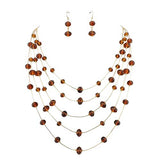 Bocar Fashion 3 Layer Handmade Beads Necklace Earring Set Long Illusion Necklace for Women (NK_10464)