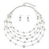 Bocar Fashion 3 Layer Handmade Beads Necklace Earring Set Long Illusion Necklace for Women (NK_10464)