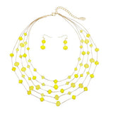 Bocar Fashion 3 Layer Handmade Beads Necklace Earring Set Long Illusion Necklace for Women (NK_10464)