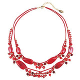 Bocar 2 Layer Statement Pendant Necklace Strand Beaded 22.5" Necklace for Women (NK-10538)