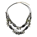 Bocar 2 Layer Statement Pendant Necklace Strand Beaded 22.5" Necklace for Women (NK-10538)